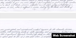 Parte de la carta de William Potts a Obama donde describe sus condiciones carcelarias en Cuba